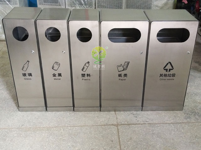 戶外五分類(lèi)垃圾箱-不銹鋼戶外組合垃圾箱批發(fā)廠家
